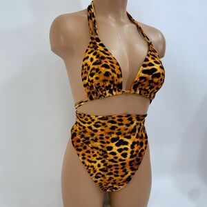 Leopard high waist cheeky bikini